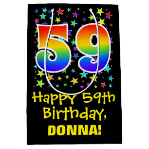 59e verjaardag: Kleurrijke Sterren Patroon & Regen Medium Cadeauzakje