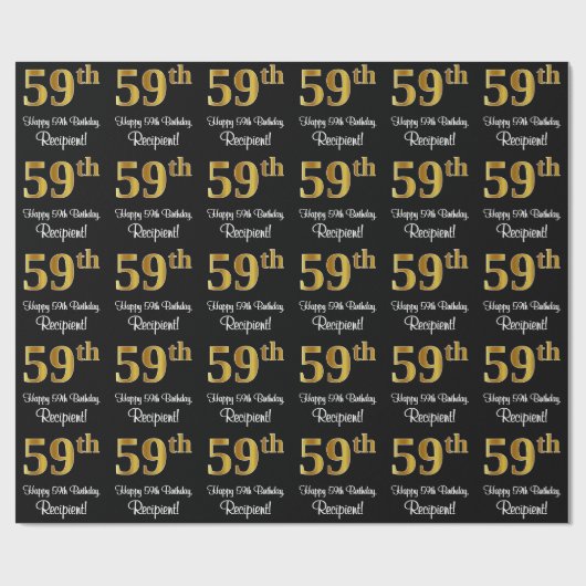 59e verjaardag: Luxurieuze Faux Gold-look # Cadeaupapier (Vlak)