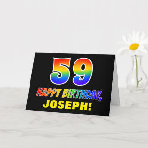 59e Verjaardag: Moedig, Leuk, Eenvoudig, Regenboog Kaart