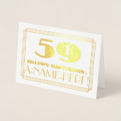 59e verjaardag; naam + Art Deco geïnspireerd look Folie Kaarten (Voorkant)