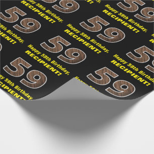59e verjaardag: Naam & Faux Hood Grain Pattern "59 Cadeaupapier