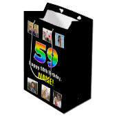 59e verjaardag: Regenboog "59", aangepaste foto's  Medium Cadeauzakje (Voorkant Gekanteld)
