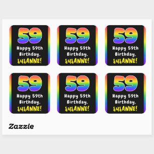 59e verjaardag: Regenboogspectrum # 59, Aangepaste Vierkante Sticker