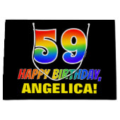 59e verjaardag: Vet, Vun, Eenvoudig, Regenboog 59 Groot Cadeauzakje (Voorkant)