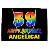 59e verjaardag: Vet, Vun, Eenvoudig, Regenboog 59 Groot Cadeauzakje (Achterkant)