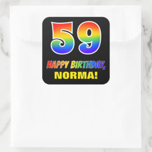 59e verjaardag: Vet, Vun, Eenvoudig, Regenboog 59 Vierkante Sticker
