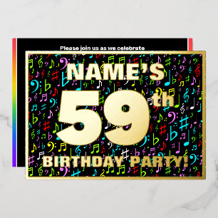 59e verluisterfeest — Leuke, kleurrijke muziek sym Folie Uitnodiging