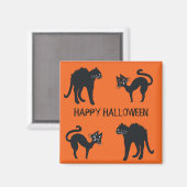 5,1 cm vierkante magneet Happy Halloween Black Cat (Voorkant / Achterkant)
