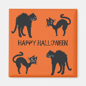 5,1 cm vierkante magneet Happy Halloween Black Cat (Voorkant)