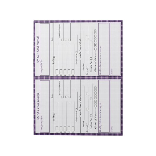 5 - 1 Pages du journal des aliments Bloc-notes (Tourné)