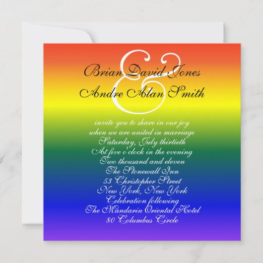 5,25-inch Sq. Gay Wedding Rainbow LGBT Pride Basic Kaart (Voorkant)
