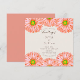 5,25 inch x 5,25 inch Apricot Gerbera Huwelijksuit Kaart