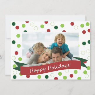 5,5 x 7,5 Photo Polka Dot Card met Prettige feestd Feestdagenkaart