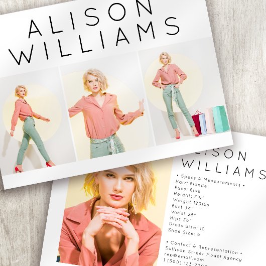 5,5 x 7,5 pouces Moderne 3 Acteur Photo Carte Comp