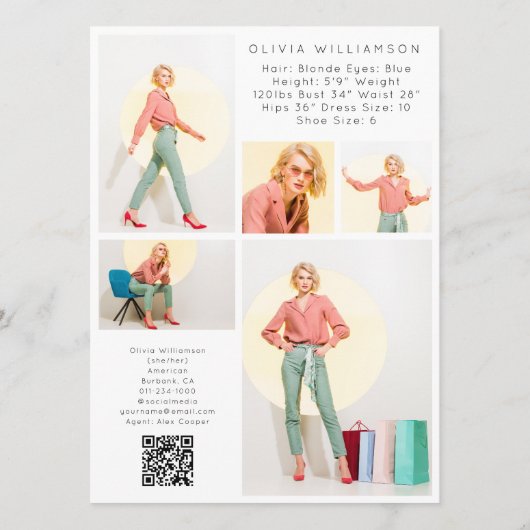 5,5 x 7,5 pouces Moderne 6 Acteurs Photo Carte Com (Dos)