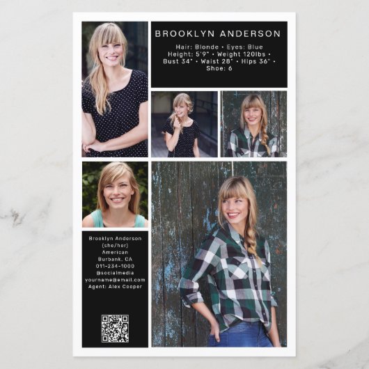 5,5 x 8,5 pouces Moderne 6 Acteur Photo Carte Comp (Dos)