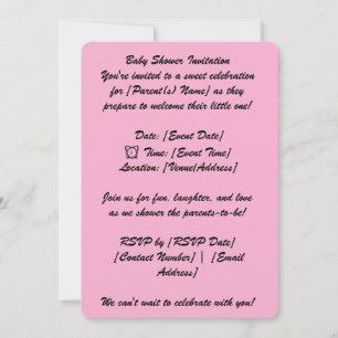 5" * 7" Baby Shower Uitnodigingskaart Kaart