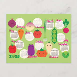 5 A Day Kawaii Groenten 2025 Kalender Briefkaart