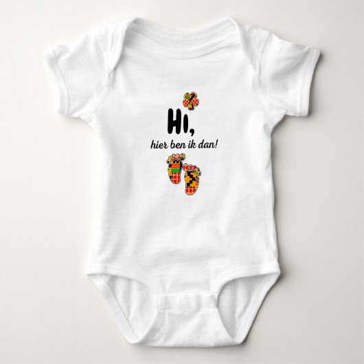 #5 African print Baby Bodysuit - Hierb ben ik (Voorkant)