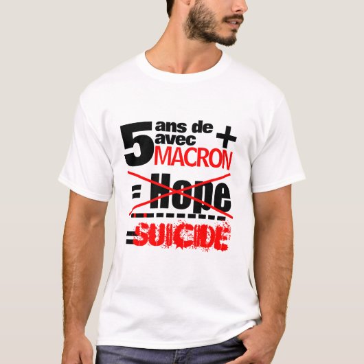 5 ans + Macron = SUICIDE - Witte Mannen t-shirt (Voorkant)