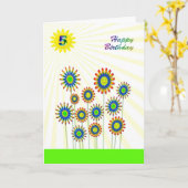 5 ans, une carte de fleurs heureuses (Fleur jaune)