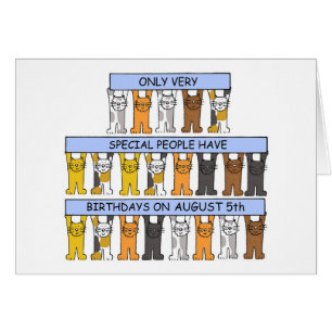 5 août Anniversaire Cute Cartoon Cat