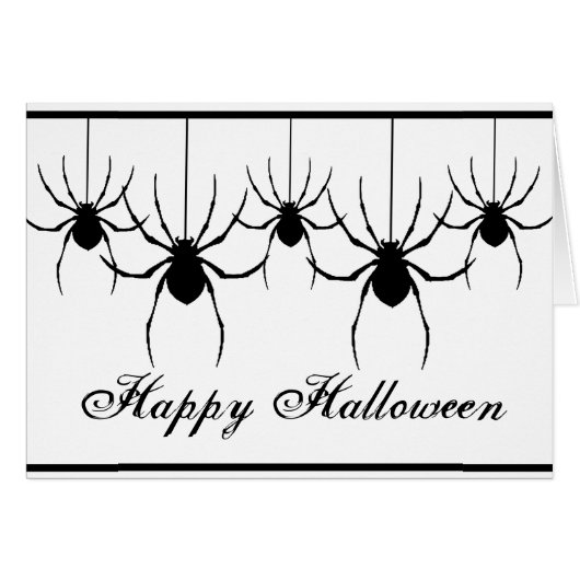 5 Araignées Silhouette Suspendues Carte Halloween (Devant horizontal)