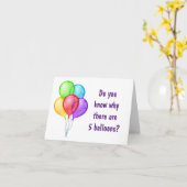 **5 BALLONNEN** VOOR EEN BIJZONDERE **5 JARIGE** KAART (Gele Bloem)