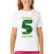 5 Birthday Girl Shamrock Number Custom Name V07
