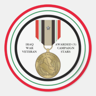 5 CAMPAIGN STARS IRAQ WAR VETERAN RONDE STICKER