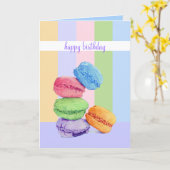5 Carte de Macaron stripes Birthday (Fleur jaune)