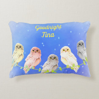 5 Chouettes de couleur pastel Accent Coussin