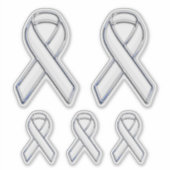 5 Chrome Style Print Wit Ribbon Bewustzijn Sticker (Voorkant)