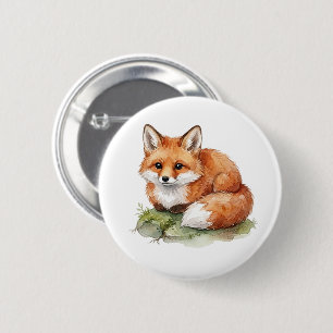5 Cm Badge rond à bouton Fox aquarelle