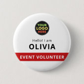 5 Cm Badge Rond Blanc de Bénévole avec Pince Étiquette  (Devant)