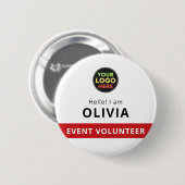 5 Cm Badge Rond Blanc de Bénévole avec Pince Étiquette  (Devant & derrière)