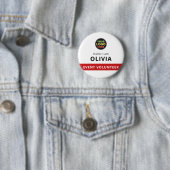 5 Cm Badge Rond Blanc de Bénévole avec Pince Étiquette  (En situation)
