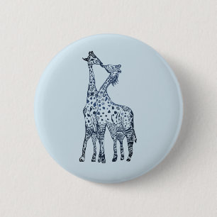 5 Cm Badge rond Kiss Giraffes