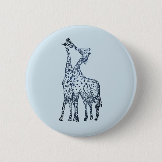 5 Cm Badge rond Kiss Giraffes (Devant)