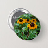 5 Cm Badge rond photo Fleur Jaune (Devant & derrière)