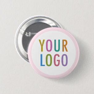 5 Cm Bouton à broche rose avec badge rond au logo de la