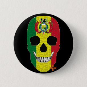 5 Cm HANDSKULL Bolivie Badge rond noir B2