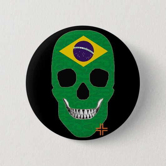 5 Cm HANDSKULL Brésil Badge rond noir B2 (Devant)