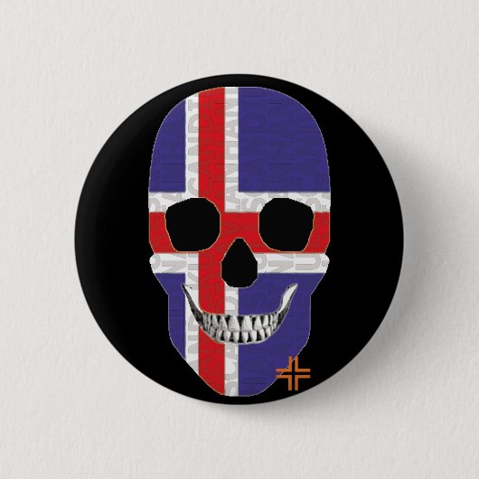 5 Cm HANDSKULL Islande Badge rond noir B2 (Devant)