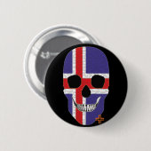 5 Cm HANDSKULL Islande Badge rond noir B2 (Devant & derrière)