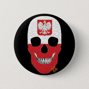 5 Cm HANDSKULL Pologne Badge rond noir B2