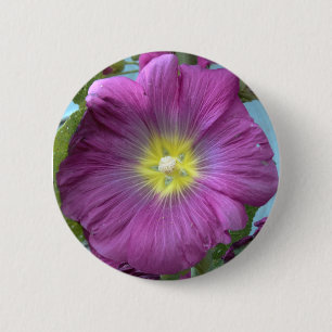 5 Cm Pink Flower Photo Badge rond