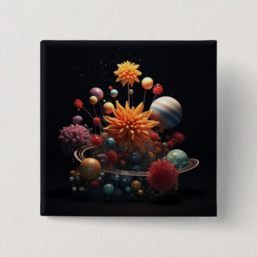 5 Cm Système solaire Badge Carré 15cm (Devant)
