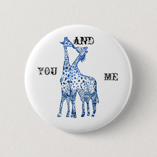 5 Cm Toi et moi Girafes Baiser Badge Rond