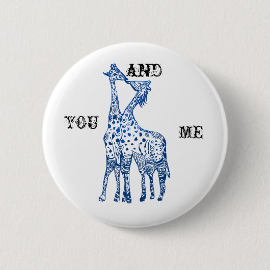 5 Cm Toi et moi Girafes Baiser Badge Rond (Devant)